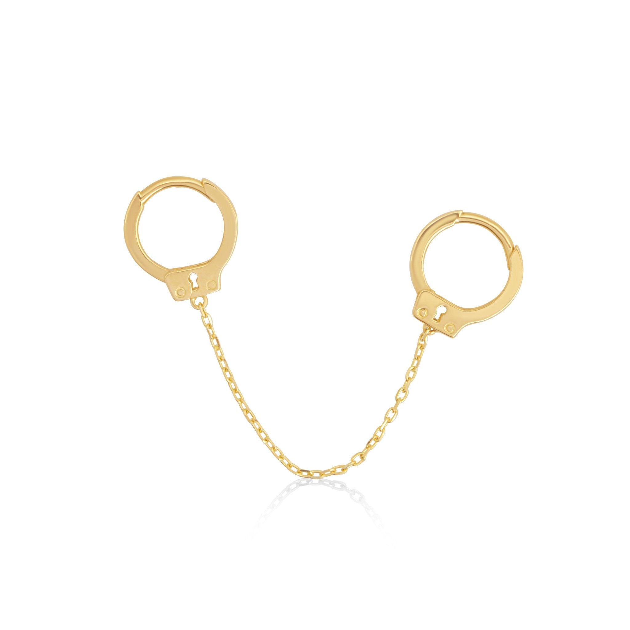 Handcuff Double Hoop Earring with Chain Earrings Estellacollection #product_description# 18378 14k cartilage hoop Cartilage Hoops #tag4# #tag5# #tag6# #tag7# #tag8# #tag9# #tag10#