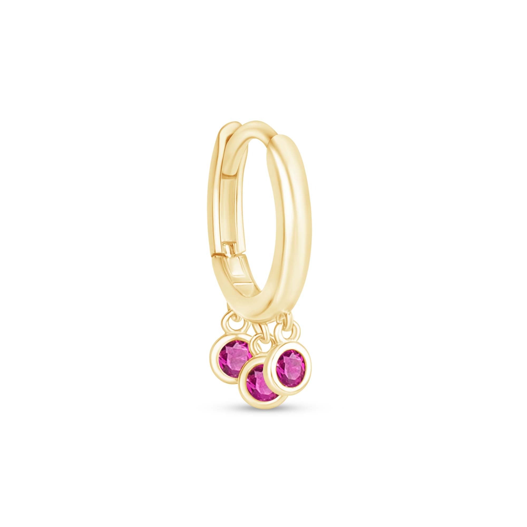 Ruby Charm Hoop Earrings Estellacollection #product_description# 18558 14k Birthstone cartilage hoop #tag4# #tag5# #tag6# #tag7# #tag8# #tag9# #tag10#