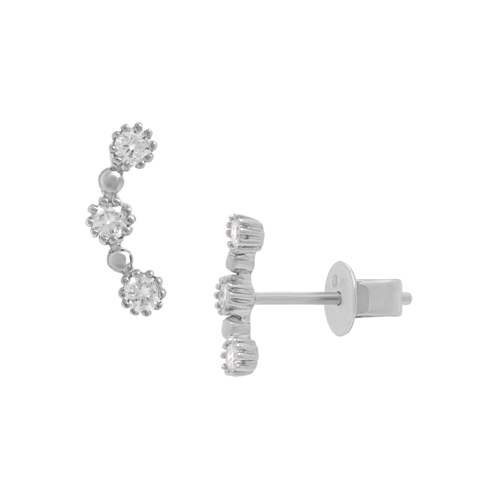Three Stone Diamond Bezel Ear Climber Earrings Estellacollection #product_description# 17588 Diamond Earrings Gemstone #tag4# #tag5# #tag6# #tag7# #tag8# #tag9# #tag10#