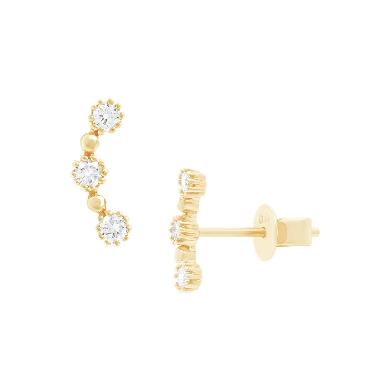 Three Stone Diamond Bezel Ear Climber Earrings Estellacollection #product_description# 17589 Diamond Earrings Gemstone #tag4# #tag5# #tag6# #tag7# #tag8# #tag9# #tag10#