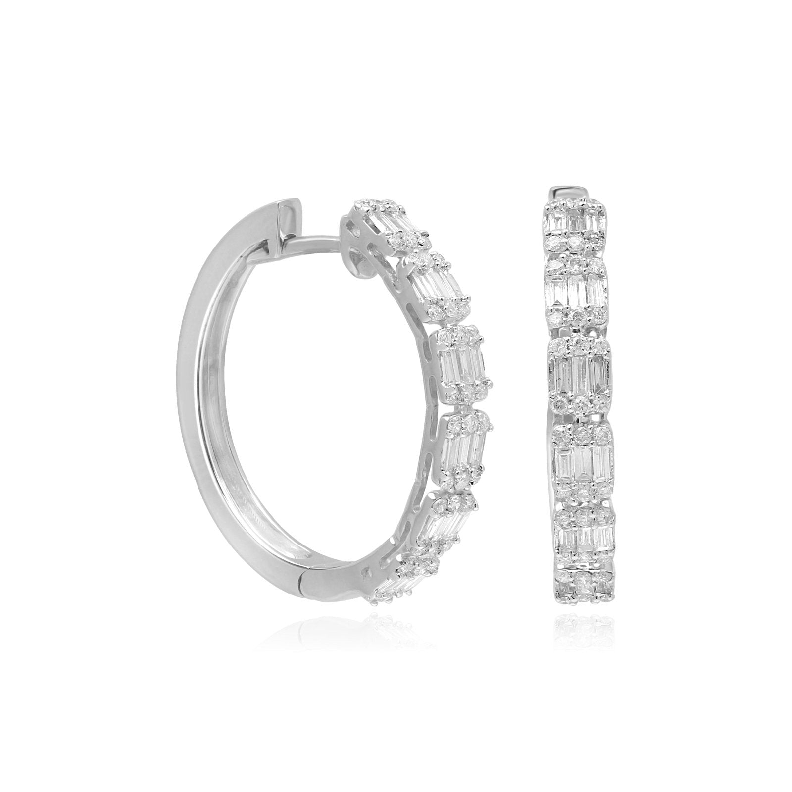 Baguette Diamond Circle Stud Hoops in Solid 18k White Gold Earrings Estellacollection #product_description# 18k Cartilage Earring cartilage hoop #tag4# #tag5# #tag6# #tag7# #tag8# #tag9# #tag10#
