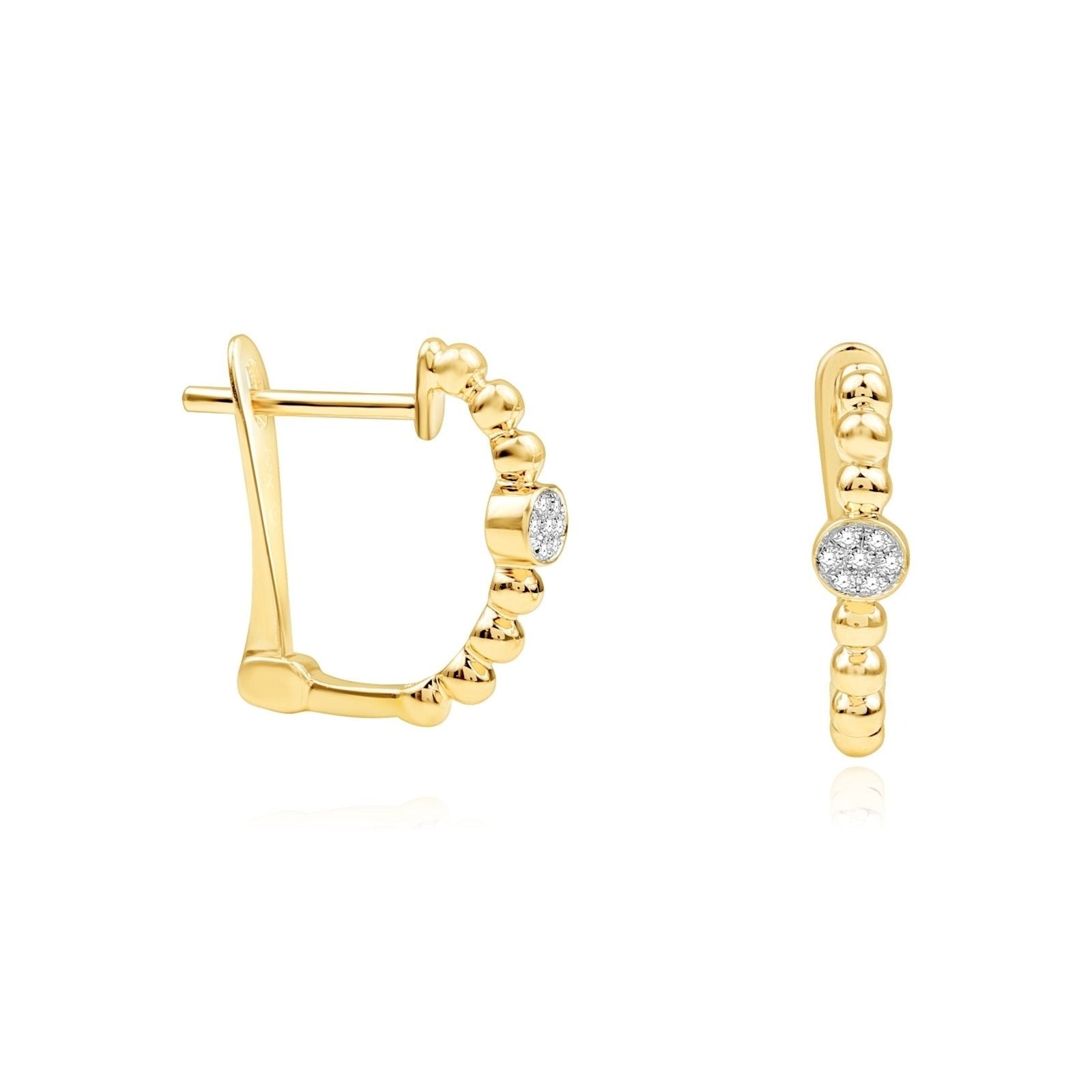 Beaded Diamond Huggie Earrings Earrings Estellacollection #product_description# 17526 14k Colorless Gemstone Diamond #tag4# #tag5# #tag6# #tag7# #tag8# #tag9# #tag10#