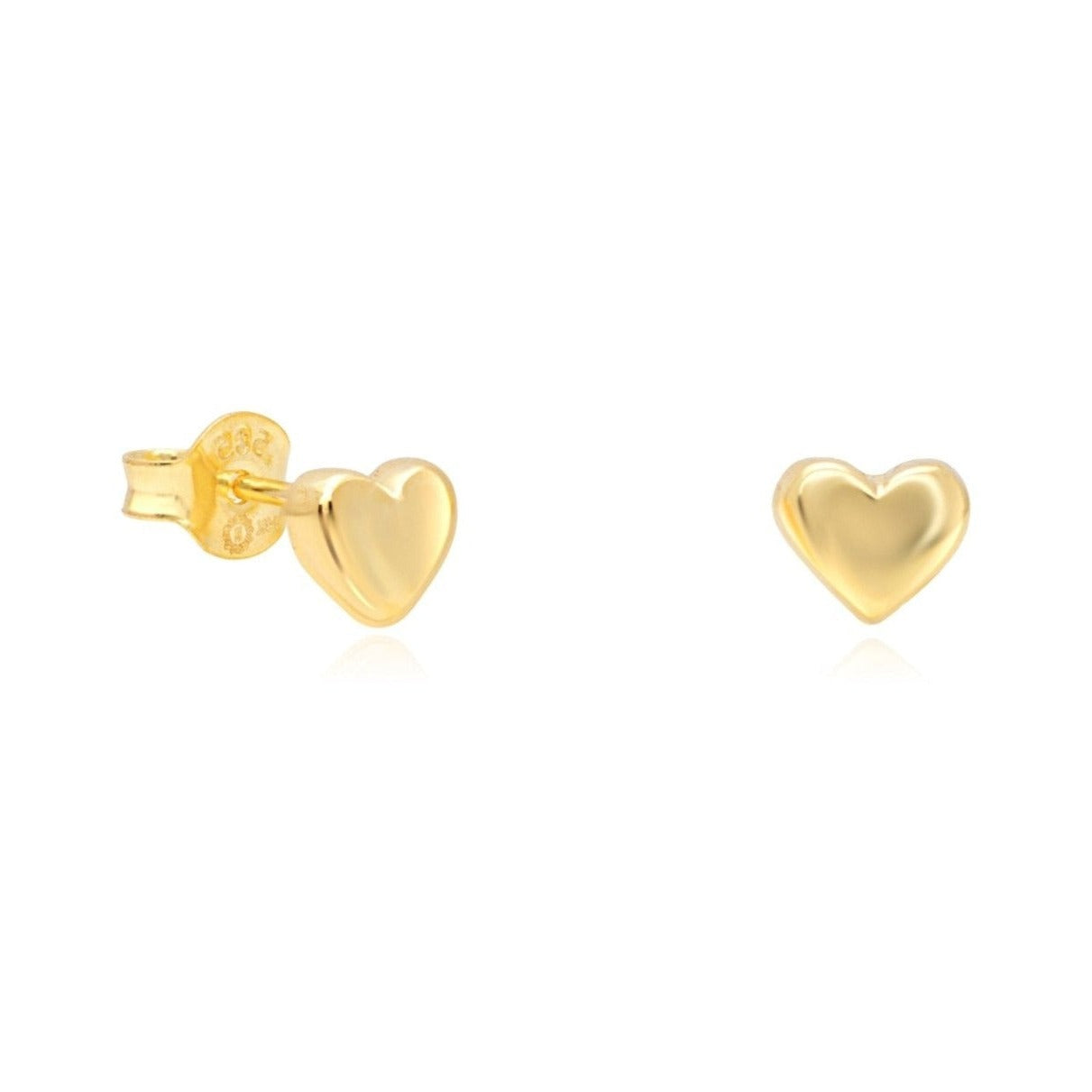 Yellow Gold Bubble Puffed Heart Studs