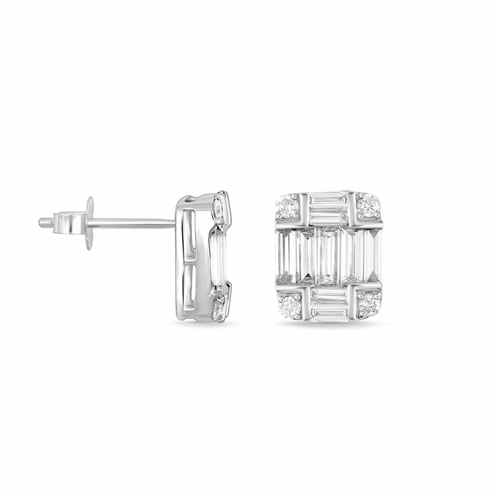 Diamond Baguette Illusion Stud Earrings in Solid 18k White Gold Earrings Estellacollection #product_description# 18k Colorless Gemstone Diamond #tag4# #tag5# #tag6# #tag7# #tag8# #tag9# #tag10#