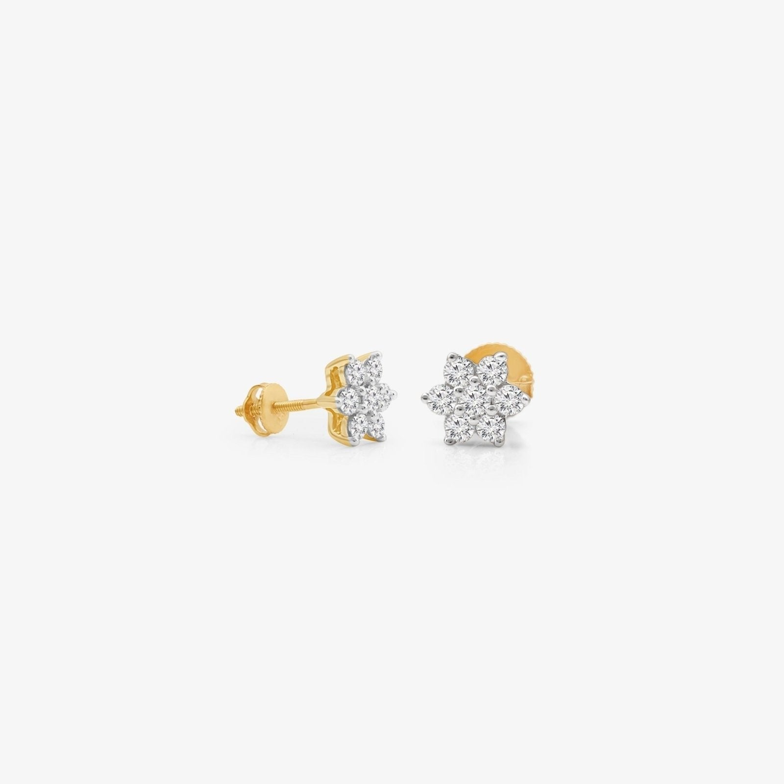 Diamond Flower Screw Back Earring Earrings Estellacollection #product_description# 18046 14k April Birthstone Birthstone #tag4# #tag5# #tag6# #tag7# #tag8# #tag9# #tag10# 14K Yellow Gold 0.16ct