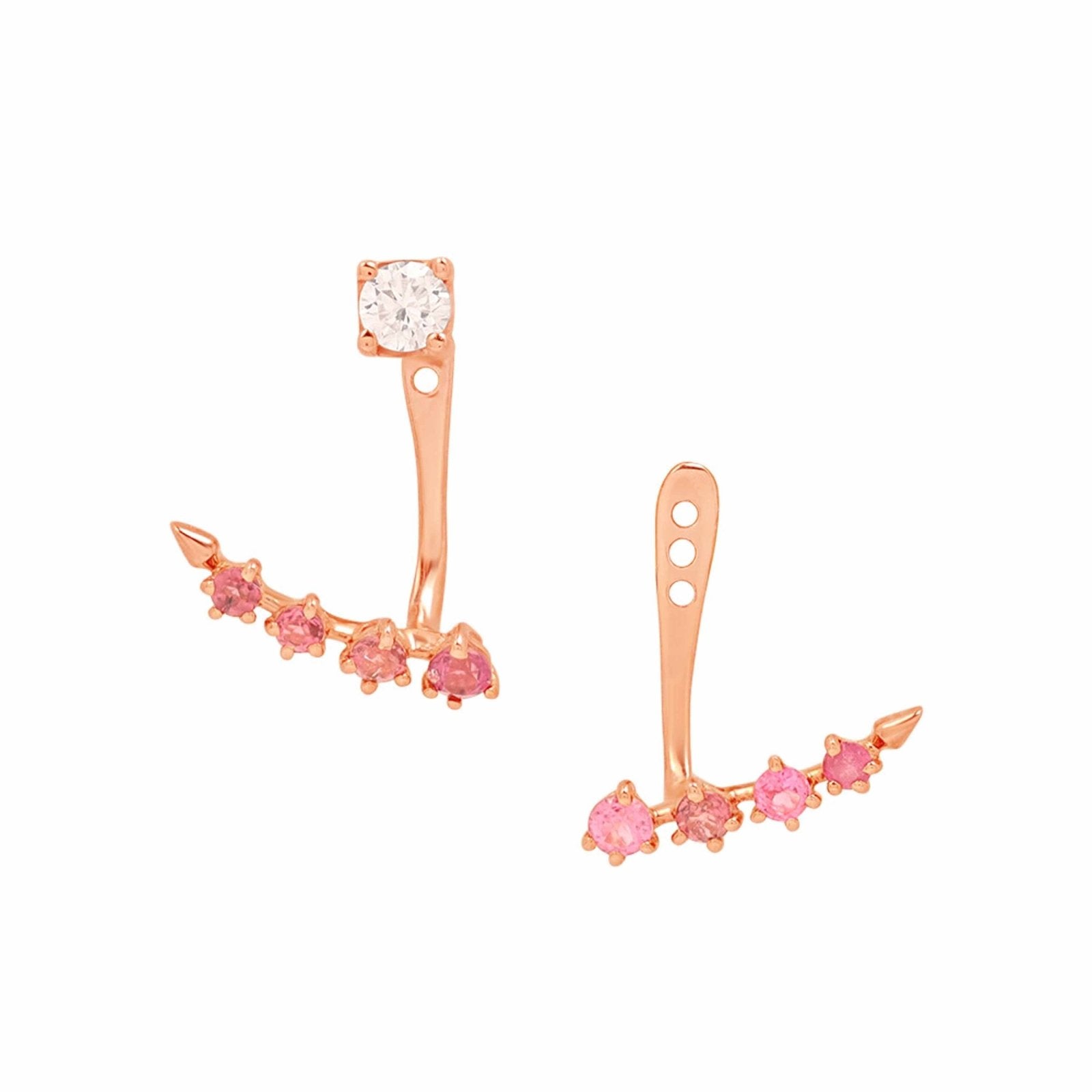 Double Stacked Diamond Studs and Pink Tourmaline Ear Jackets Earrings Estellacollection #product_description# 14k Birthstone Dangle Earrings #tag4# #tag5# #tag6# #tag7# #tag8# #tag9# #tag10#