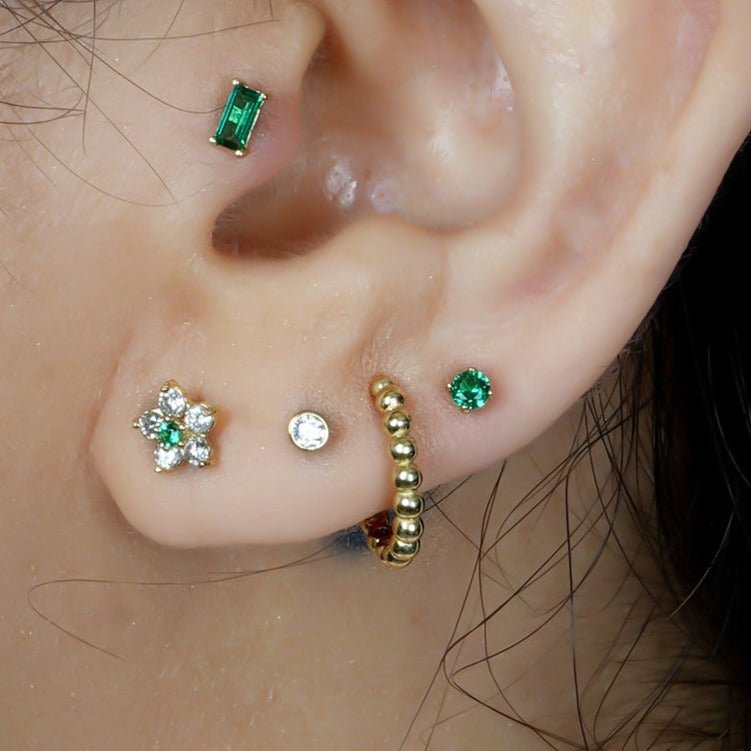 Emerald Flat Back Stud Earrings Estellacollection #product_description# 18092 14k Birthstone Cartilage Earring #tag4# #tag5# #tag6# #tag7# #tag8# #tag9# #tag10# 2.5mm 5MM