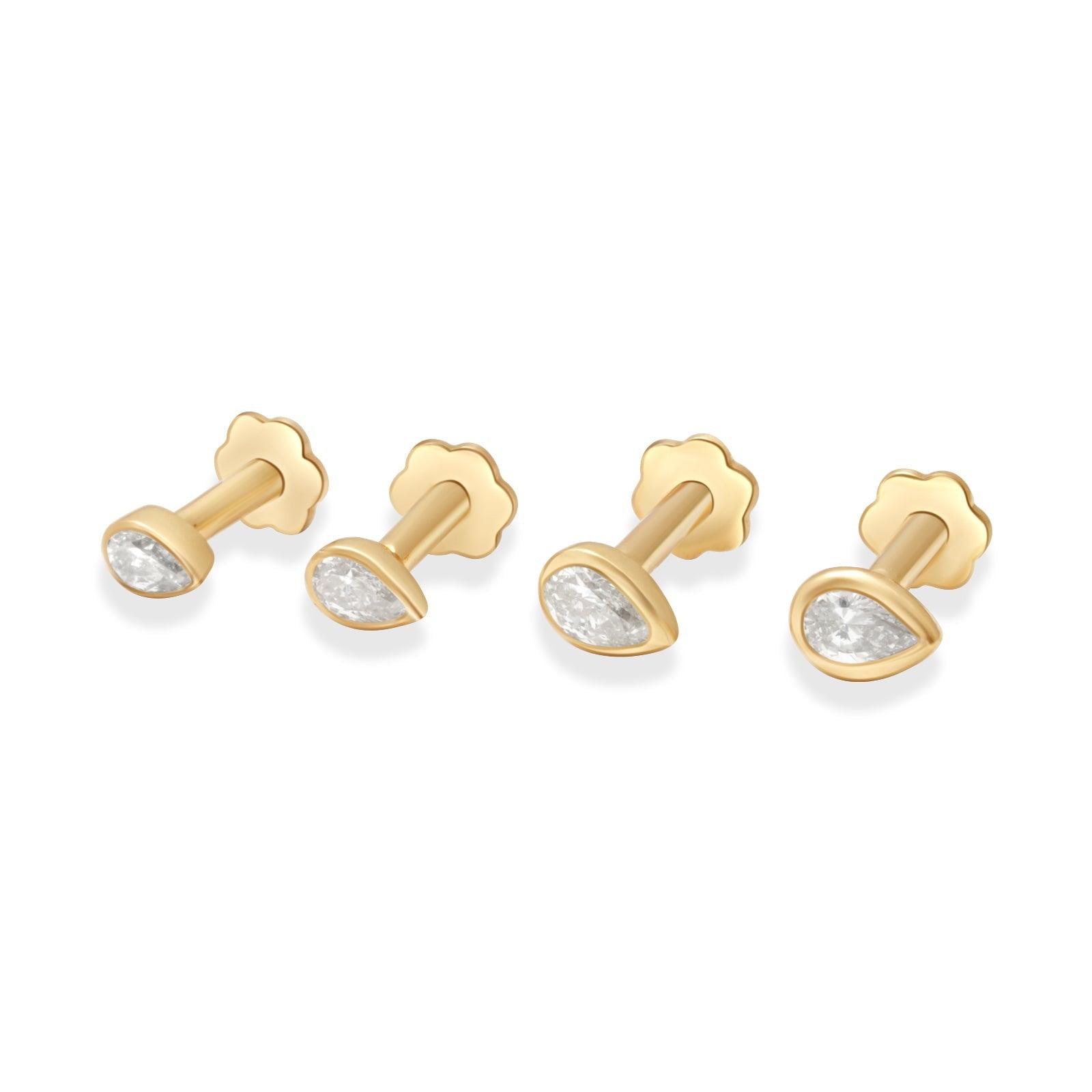 Pear Diamond Bezel Set - Flat Back Stud Earring Earrings Estellacollection #product_description# 18495 14k April Birthstone Birthstone #tag4# #tag5# #tag6# #tag7# #tag8# #tag9# #tag10# 0.06 ct 5MM