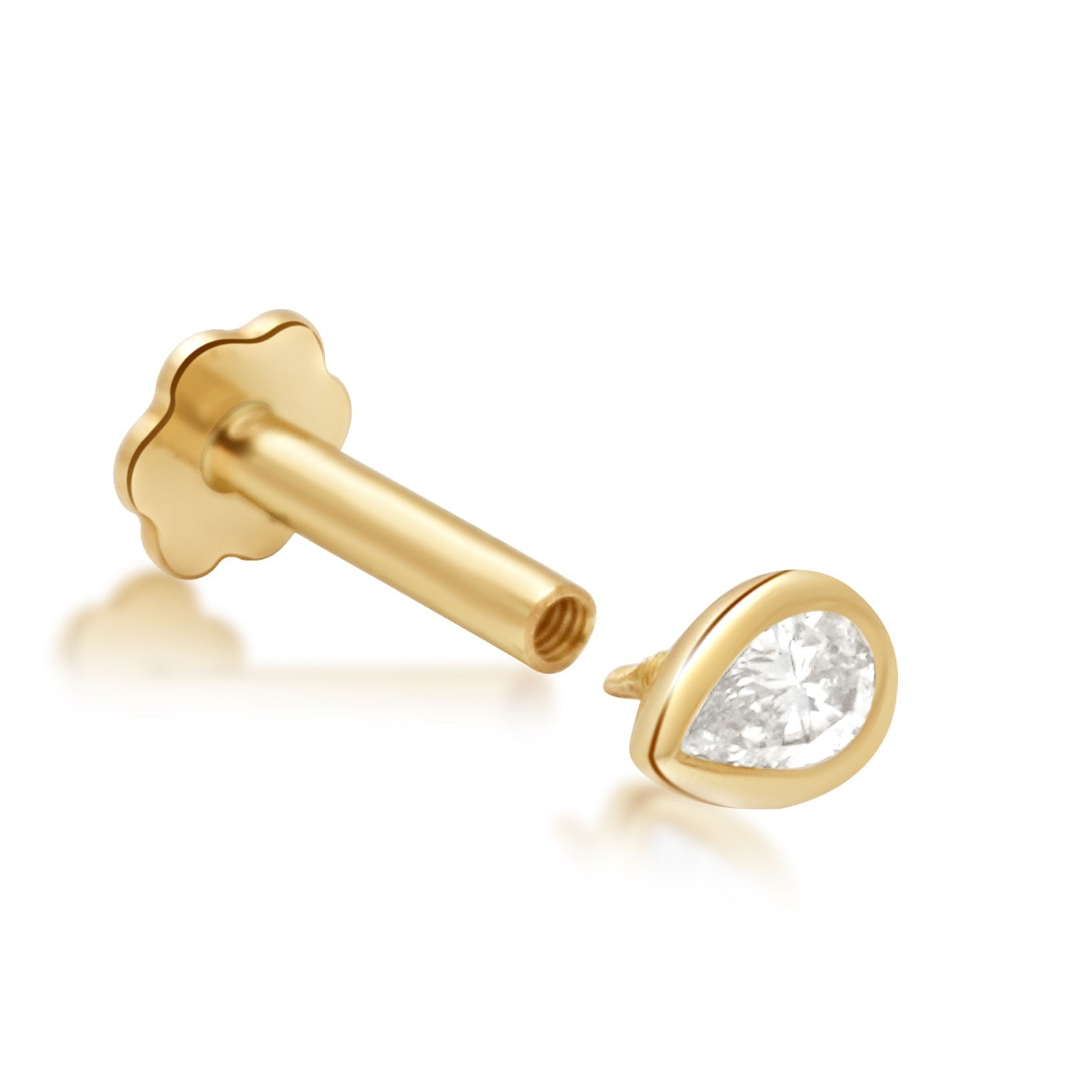 Pear Diamond Bezel Set - Flat Back Stud Earring Earrings Estellacollection #product_description# 18495 14k April Birthstone Birthstone #tag4# #tag5# #tag6# #tag7# #tag8# #tag9# #tag10# 0.06 ct 5MM