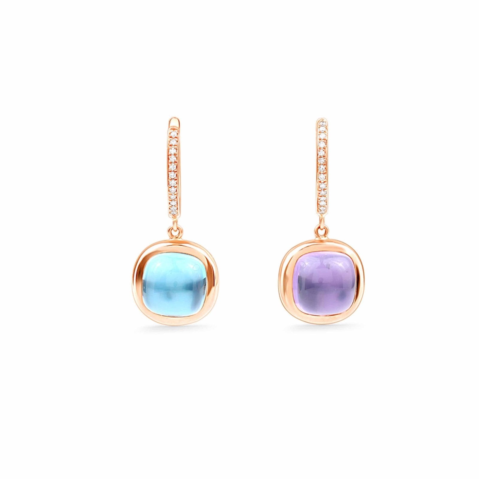Reversible Bezel Set Amethyst and Blue Topaz Diamond Hoops Earrings Estellacollection #product_description# 14k Amethyst Birthstone #tag4# #tag5# #tag6# #tag7# #tag8# #tag9# #tag10#