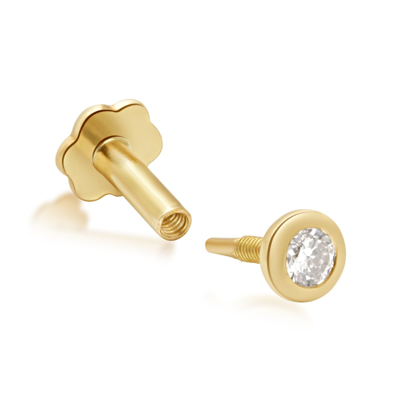 Bezel Set Diamond Flat Back Earring Earrings Estellacollection #product_description# 18425 14k Cartilage Earring Cartilage Earrings #tag4# #tag5# #tag6# #tag7# #tag8# #tag9# #tag10# 0.03 ct 5MM