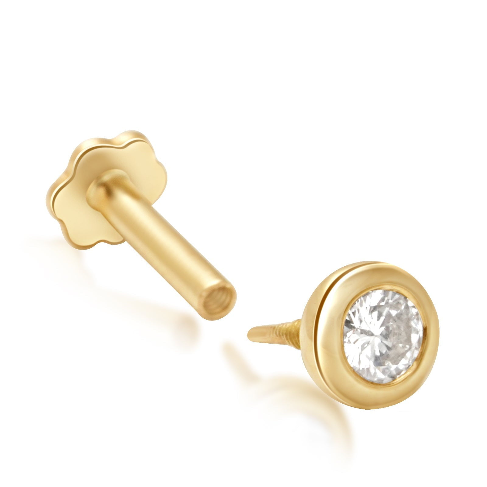 Bezel Set Diamond Flat Back Earring Earrings Estellacollection #product_description# 18427 14k Cartilage Earring Cartilage Earrings #tag4# #tag5# #tag6# #tag7# #tag8# #tag9# #tag10# 0.06 ct 6.5MM