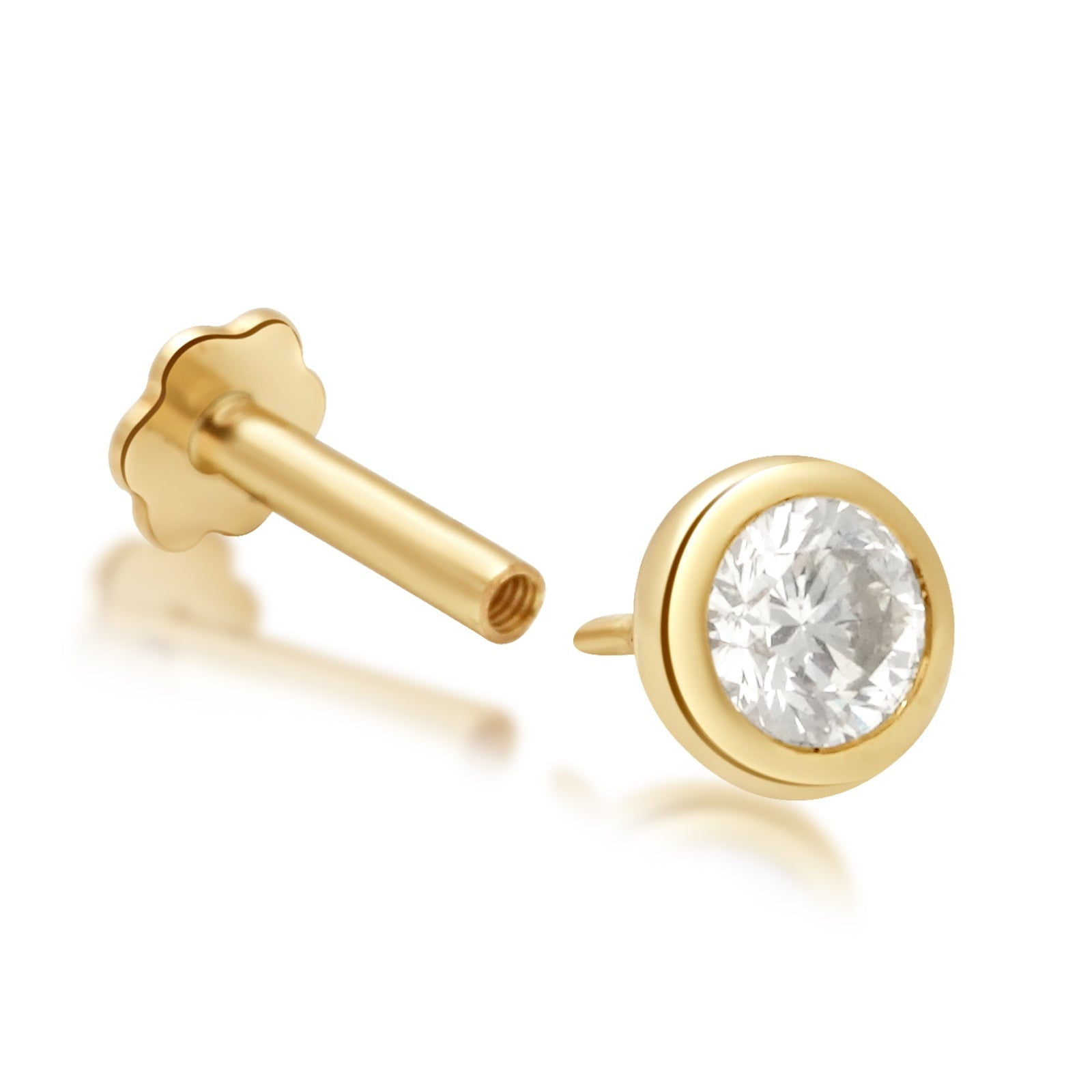 Bezel Set Diamond Flat Back Earring Earrings Estellacollection #product_description# 18429 14k Cartilage Earring Cartilage Earrings #tag4# #tag5# #tag6# #tag7# #tag8# #tag9# #tag10# 0.12 ct 6.5MM