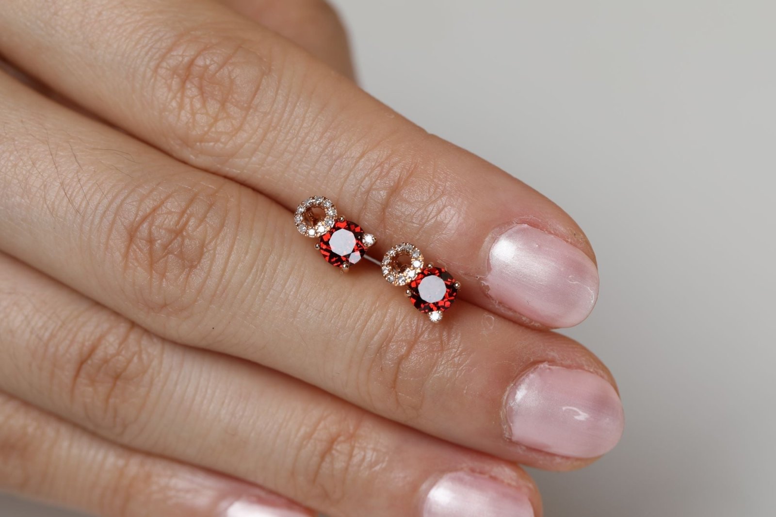 Stacked Diamond and Garnet Solitaire Stud Earrings Earrings Estellacollection #product_description# 14k Birthstone Diamond #tag4# #tag5# #tag6# #tag7# #tag8# #tag9# #tag10#