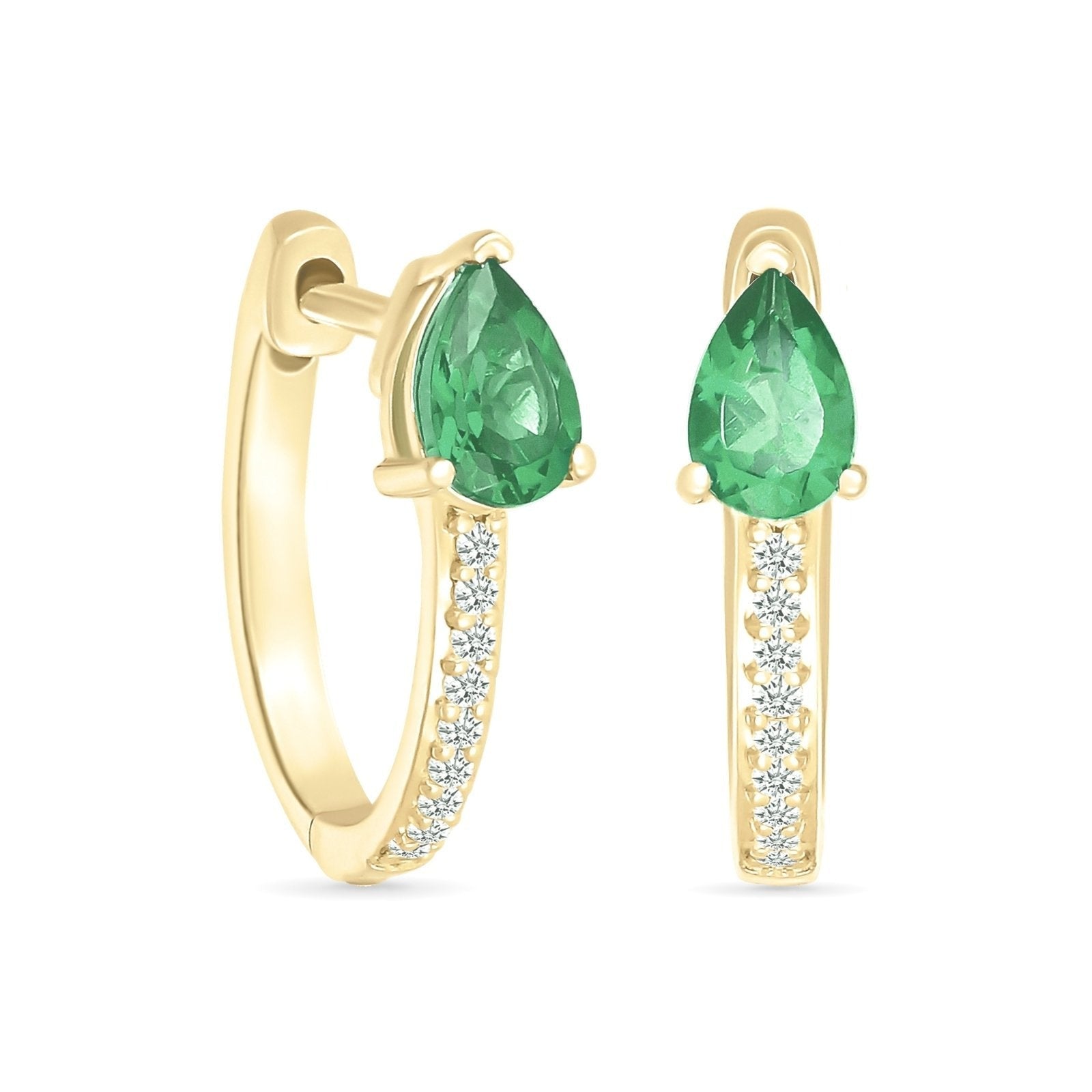 Teardrop Shaped Emerald and White Sapphire Hoop Earrings Earrings Estellacollection #product_description# 32676 10k Birthstone Birthstone Jewelry #tag4# #tag5# #tag6# #tag7# #tag8# #tag9# #tag10#