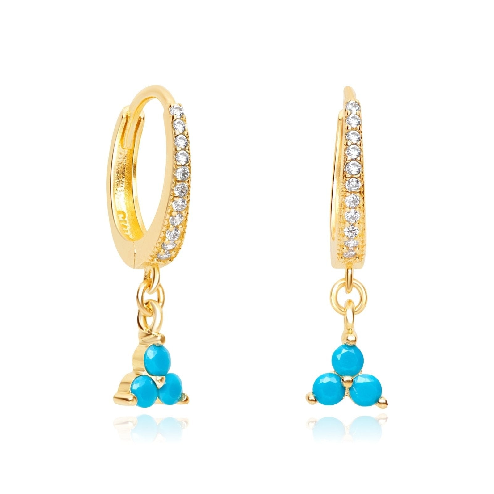 Turquoise Trinity Cluster Drop Hoops Earrings Estellacollection #product_description# 14k Birthstone Dangle Earrings #tag4# #tag5# #tag6# #tag7# #tag8# #tag9# #tag10#