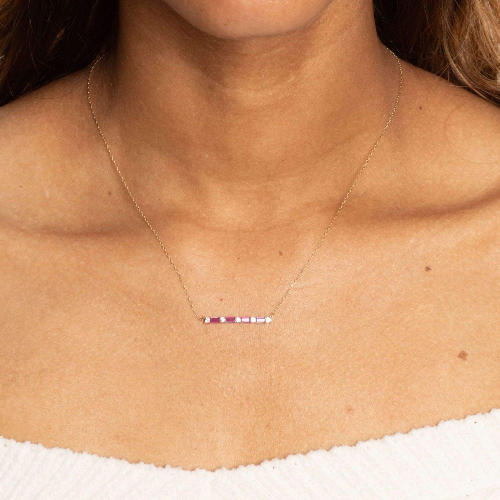 Alternating Emerald Cut Ruby and Round White Sapphire Bar Necklace Necklaces Estellacollection #product_description# 32691 Layering Necklace Made to Order Ruby #tag4# #tag5# #tag6# #tag7# #tag8# #tag9# #tag10#