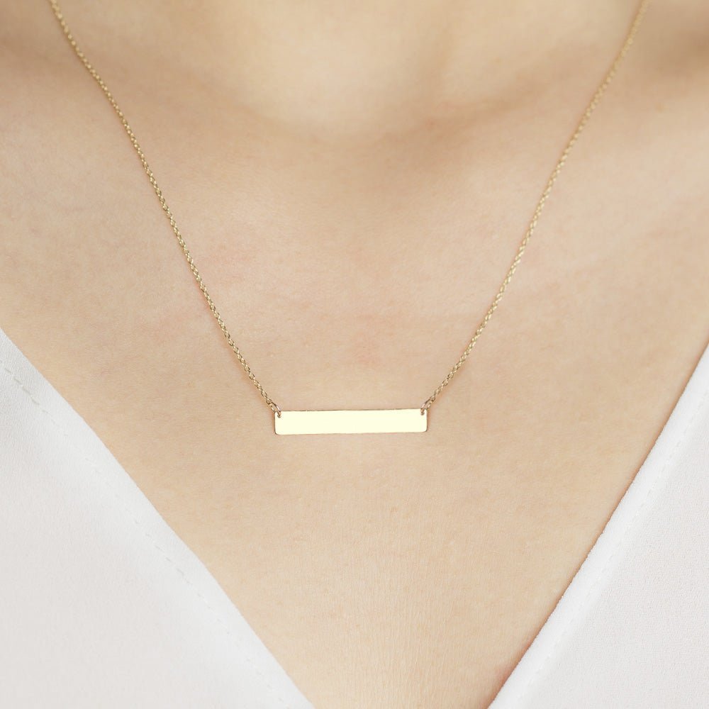 Bar Monogram Nameplate Necklace in Solid Gold Necklaces Estellacollection #product_description# 17667 14k Make Collection Personalized Jewelry #tag4# #tag5# #tag6# #tag7# #tag8# #tag9# #tag10#
