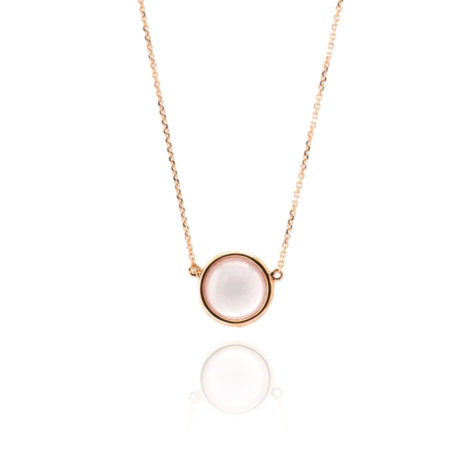 Bezel Set Rose Quartz Station Necklace in Solid 14k Rose Gold Necklaces Estellacollection #product_description# 17182 14k Make Collection pendant chain #tag4# #tag5# #tag6# #tag7# #tag8# #tag9# #tag10#