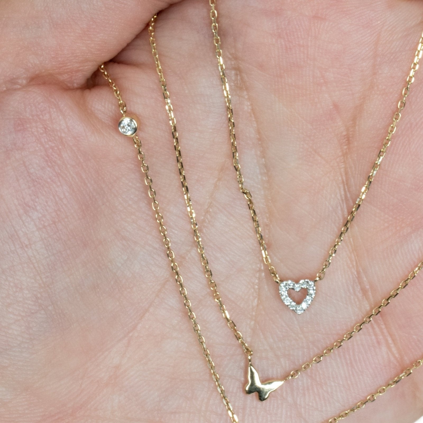 Bubble Butterfly and Diamond Station Necklace Necklaces Estellacollection #product_description# 18210 14k Colorless Gemstone Diamond #tag4# #tag5# #tag6# #tag7# #tag8# #tag9# #tag10#