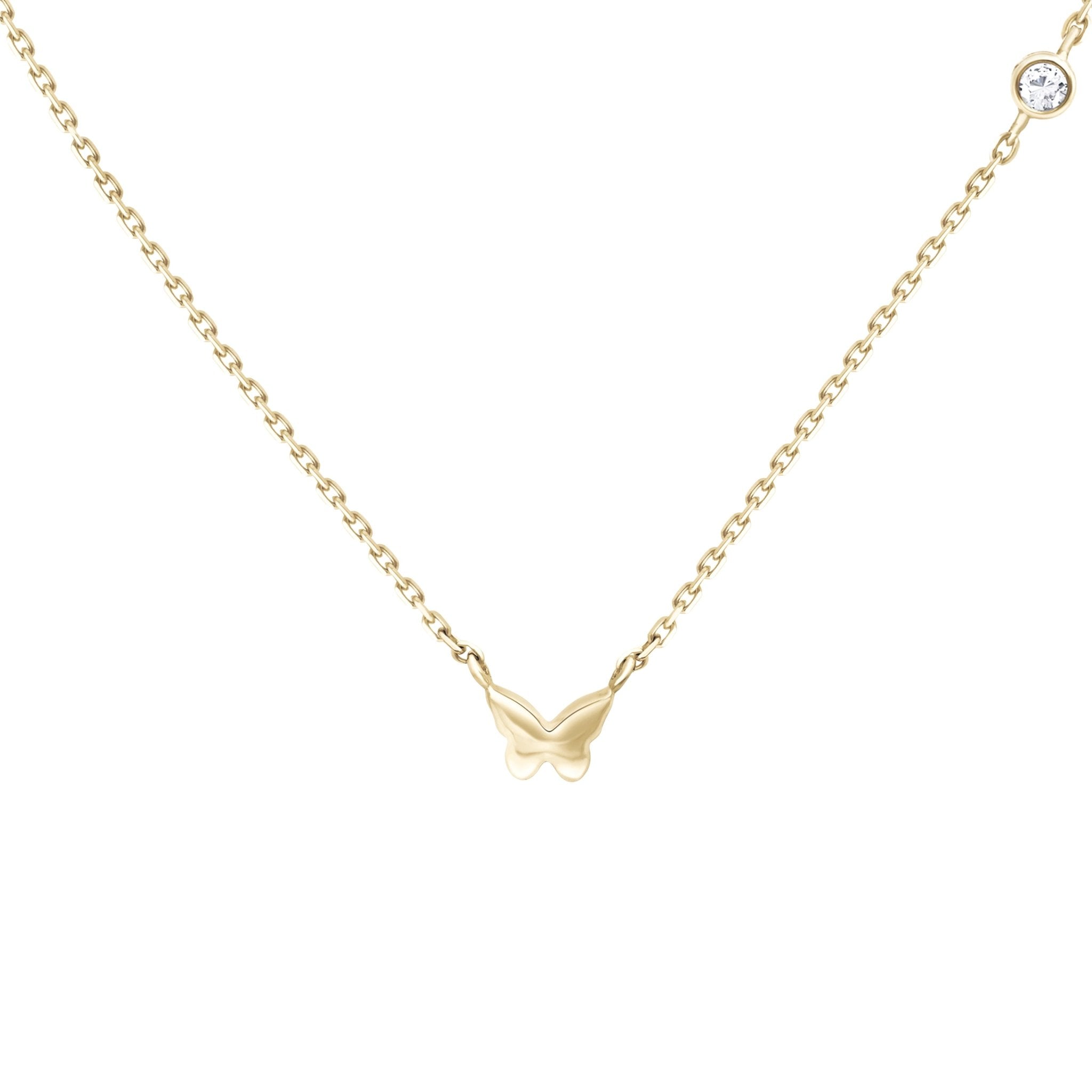 Bubble Butterfly and Diamond Station Necklace Necklaces Estellacollection #product_description# 18210 14k Colorless Gemstone Diamond #tag4# #tag5# #tag6# #tag7# #tag8# #tag9# #tag10#
