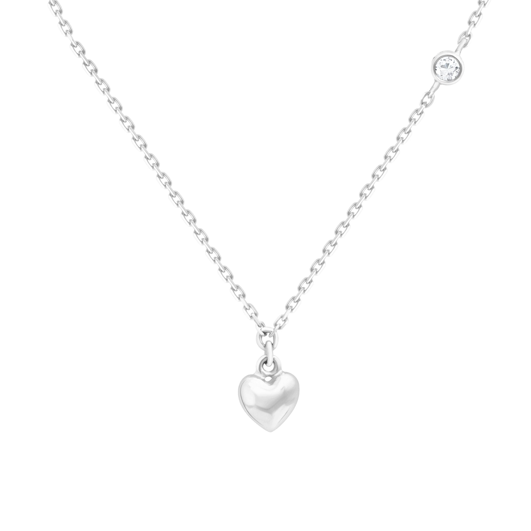Bubble Heart and Diamond Station Necklace Necklaces Estellacollection #product_description# 18209 14k Colorless Gemstone Diamond #tag4# #tag5# #tag6# #tag7# #tag8# #tag9# #tag10# White Gold
