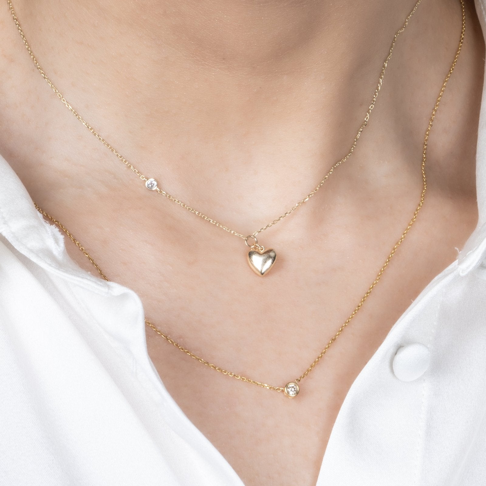 Bubble Heart and Diamond Station Necklace Necklaces Estellacollection #product_description# 18209 14k Colorless Gemstone Diamond #tag4# #tag5# #tag6# #tag7# #tag8# #tag9# #tag10#
