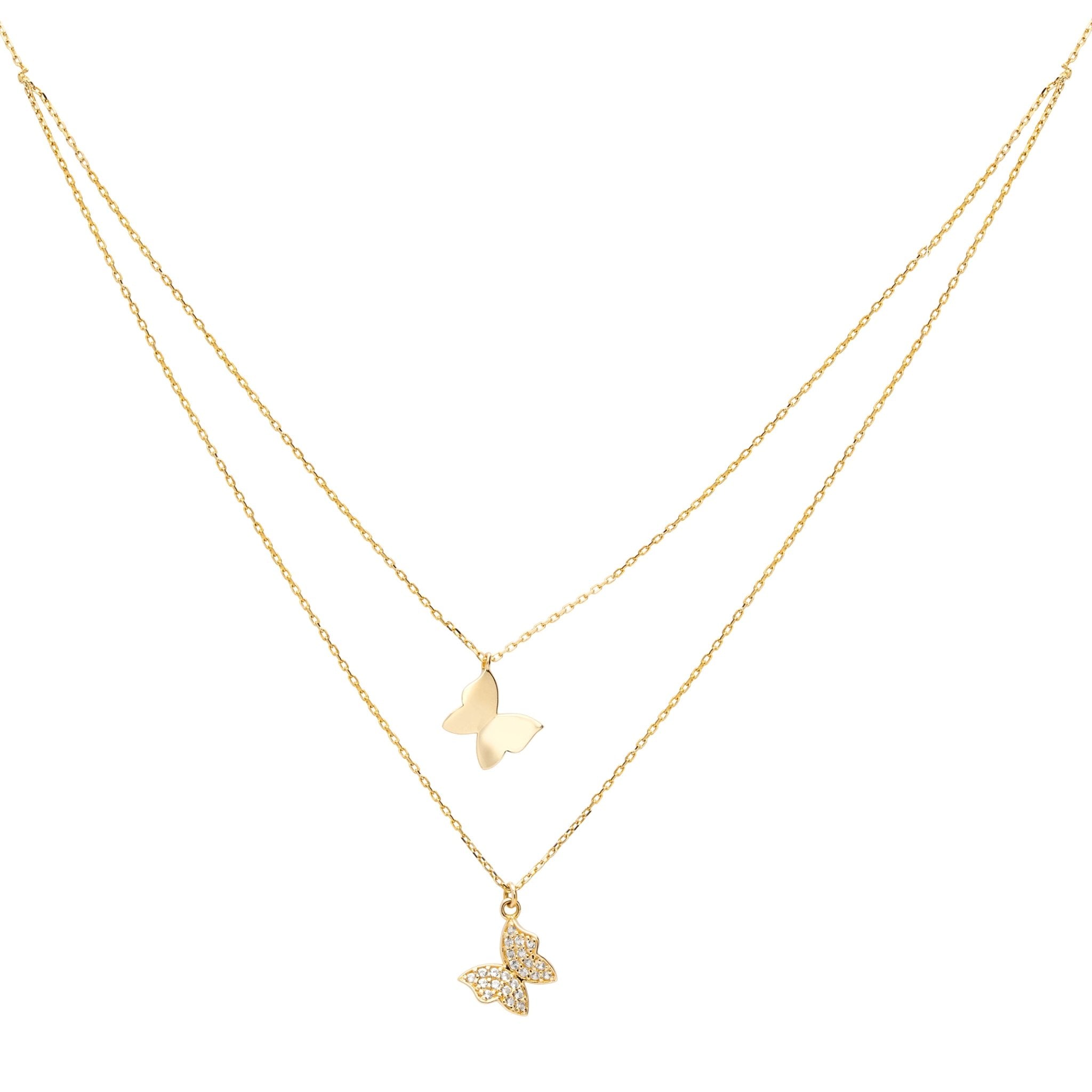 Diamond Butterfly Layering Necklace Necklaces Estellacollection #product_description# 17754 14k Diamond Gemstone #tag4# #tag5# #tag6# #tag7# #tag8# #tag9# #tag10#