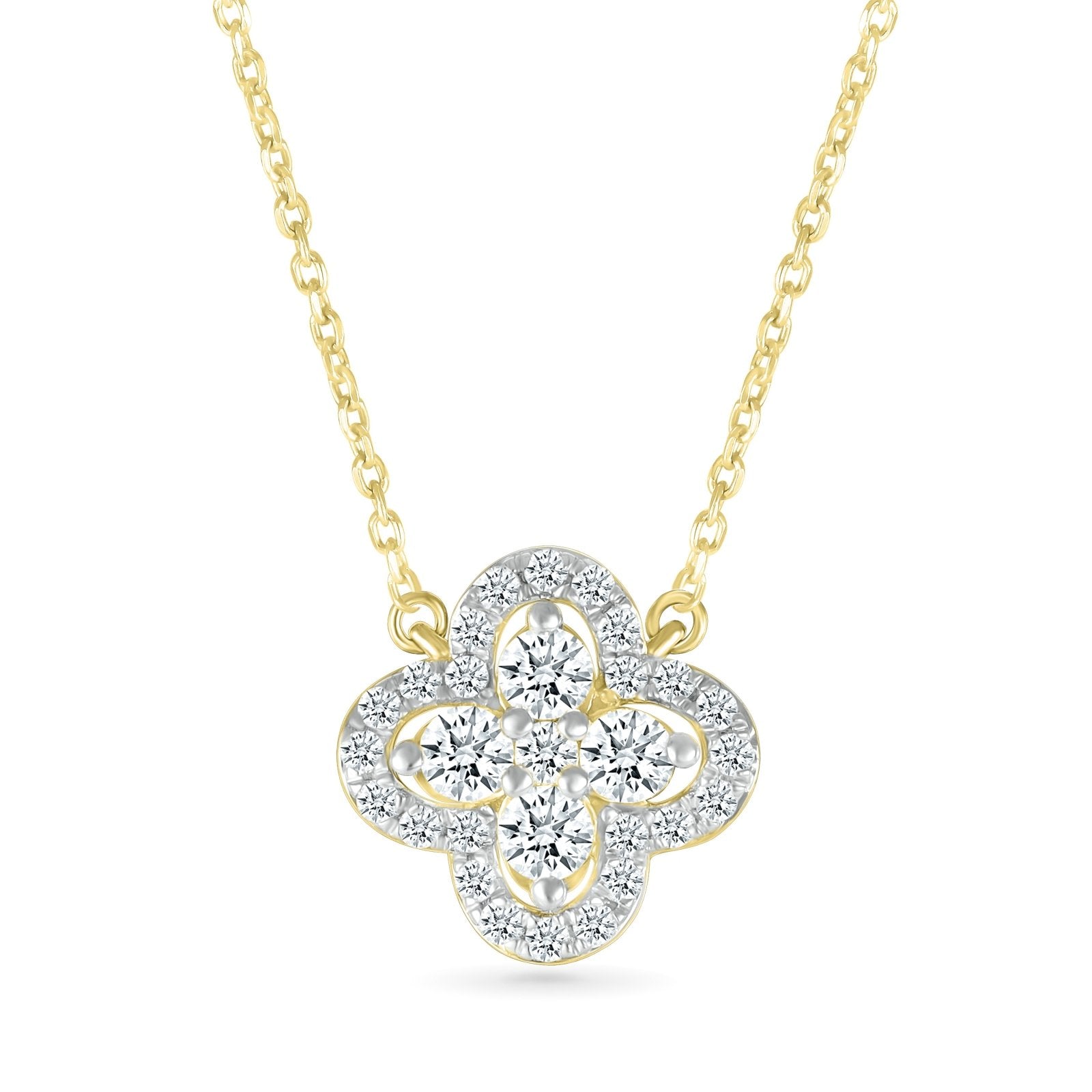 Diamond Clover and Halo Necklace Necklaces Estellacollection #product_description# 32697 Diamond Made to Order Pendant Necklace #tag4# #tag5# #tag6# #tag7# #tag8# #tag9# #tag10#
