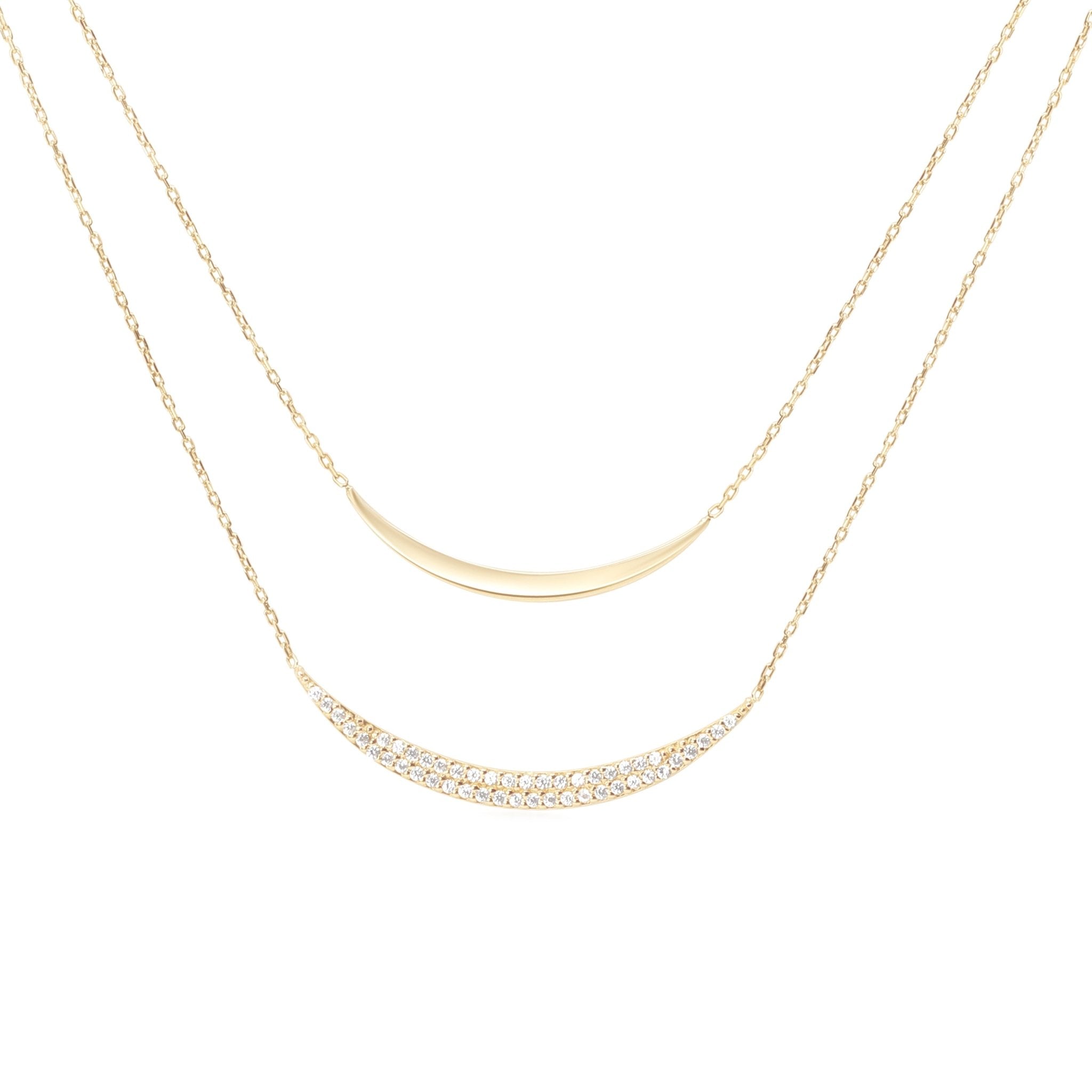 Yellow Gold Diamond Curve Layering Necklace