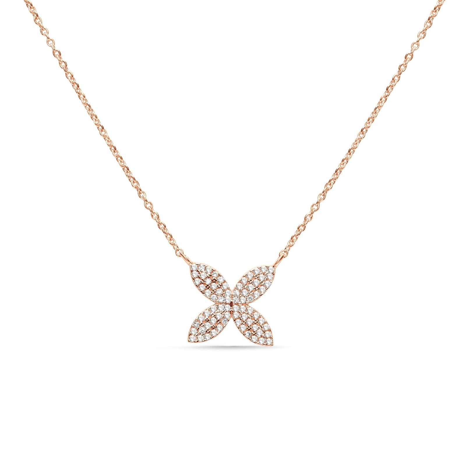 Four Petal Diamond PavÃ© Flower Necklace Necklaces Estellacollection #product_description# 17716 14k Diamond Flower Jewelry #tag4# #tag5# #tag6# #tag7# #tag8# #tag9# #tag10#