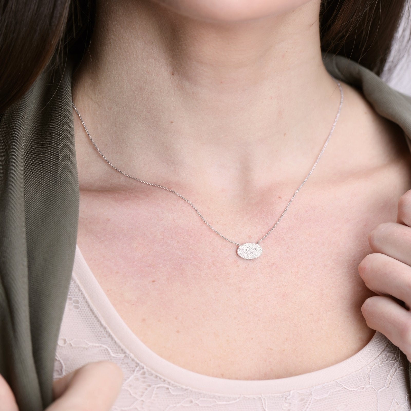 Oval Diamond PavÃ© Station Necklace Necklaces Estellacollection #product_description# 17706 14k Diamond Gemstone #tag4# #tag5# #tag6# #tag7# #tag8# #tag9# #tag10#