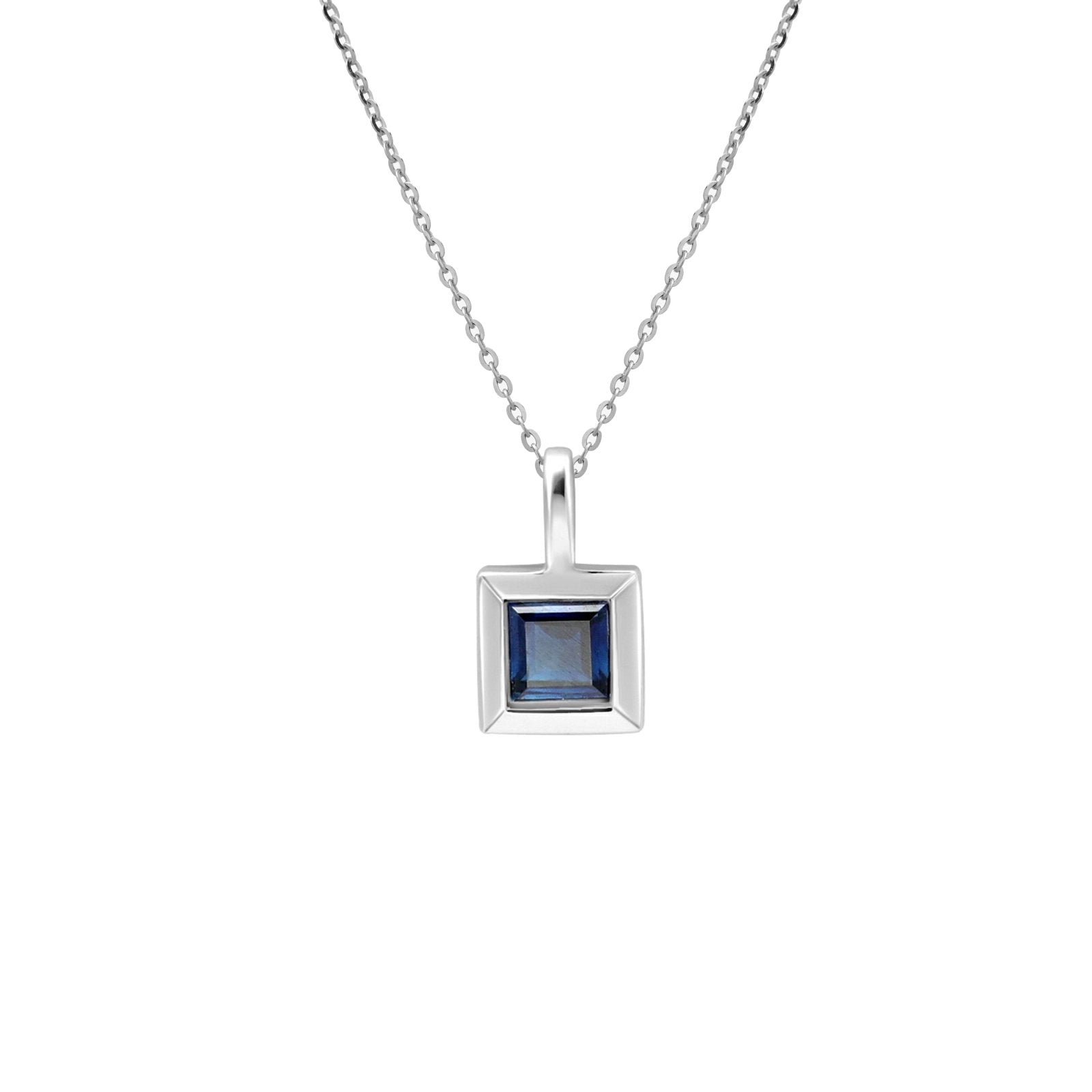 Princess Cut Blue Sapphire Pendant Necklace Bezel Necklaces Estellacollection #product_description# 17628 14k Birthstone Blue Gemstone #tag4# #tag5# #tag6# #tag7# #tag8# #tag9# #tag10#