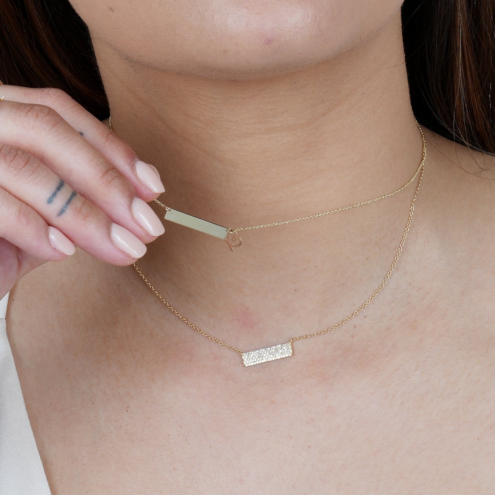 Bar Monogram Nameplate Necklace in Solid Gold Necklaces Estellacollection #product_description# 17656 10k Make Collection Personalized Jewelry #tag4# #tag5# #tag6# #tag7# #tag8# #tag9# #tag10#