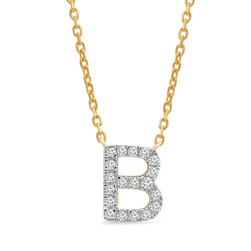 Classic Diamond Initial Charm Necklace Necklaces Estellacollection #product_description# 18001 14k Diamond Gemstone #tag4# #tag5# #tag6# #tag7# #tag8# #tag9# #tag10# B 14k Yellow Gold