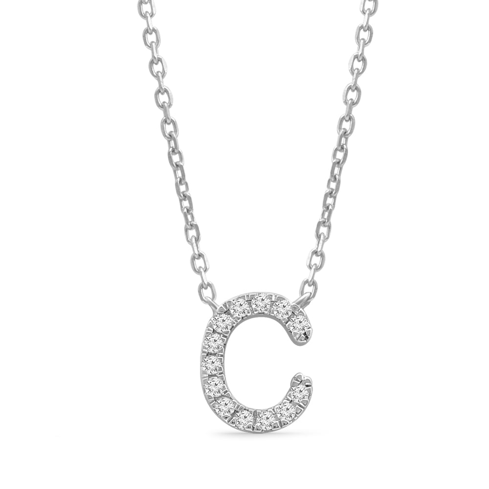 Classic Diamond Initial Charm Necklace Necklaces Estellacollection #product_description# 18002 14k Diamond Gemstone #tag4# #tag5# #tag6# #tag7# #tag8# #tag9# #tag10# C 14k White Gold