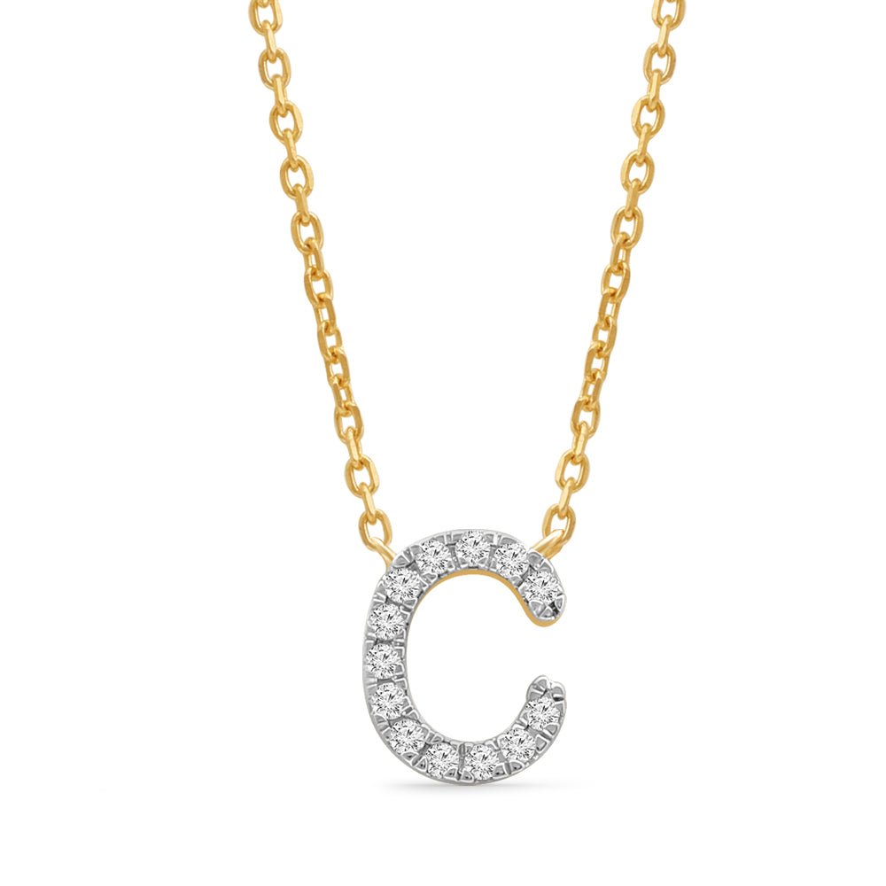 Classic Diamond Initial Charm Necklace Necklaces Estellacollection #product_description# 18003 14k Diamond Gemstone #tag4# #tag5# #tag6# #tag7# #tag8# #tag9# #tag10# C 14k Yellow Gold