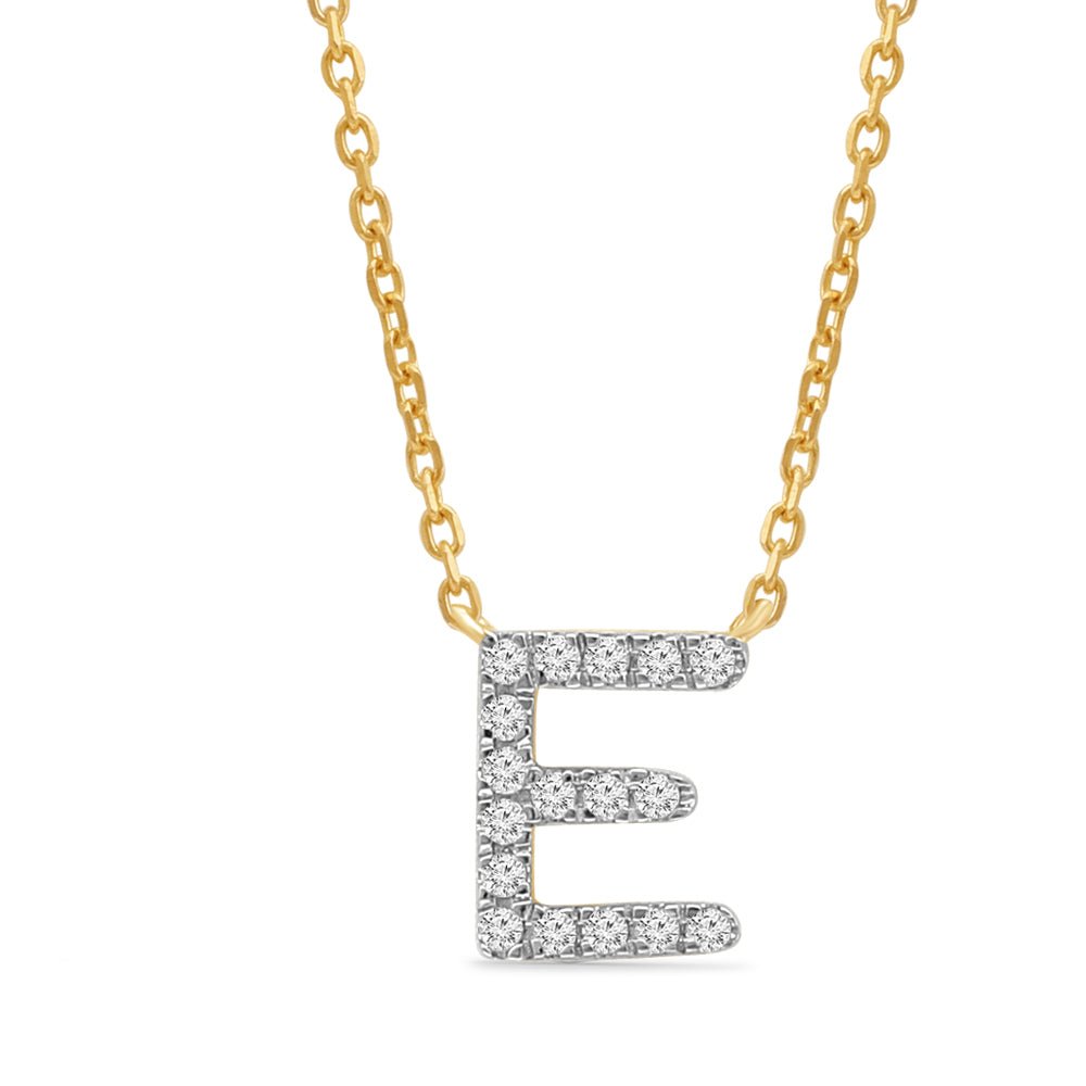 Classic Diamond Initial Charm Necklace Necklaces Estellacollection #product_description# 18007 14k Diamond Gemstone #tag4# #tag5# #tag6# #tag7# #tag8# #tag9# #tag10# E 14k Yellow Gold