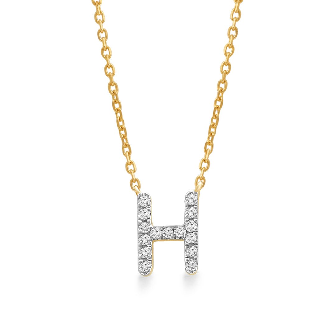 Classic Diamond Initial Charm Necklace Necklaces Estellacollection #product_description# 18013 14k Diamond Gemstone #tag4# #tag5# #tag6# #tag7# #tag8# #tag9# #tag10# H 14k Yellow Gold