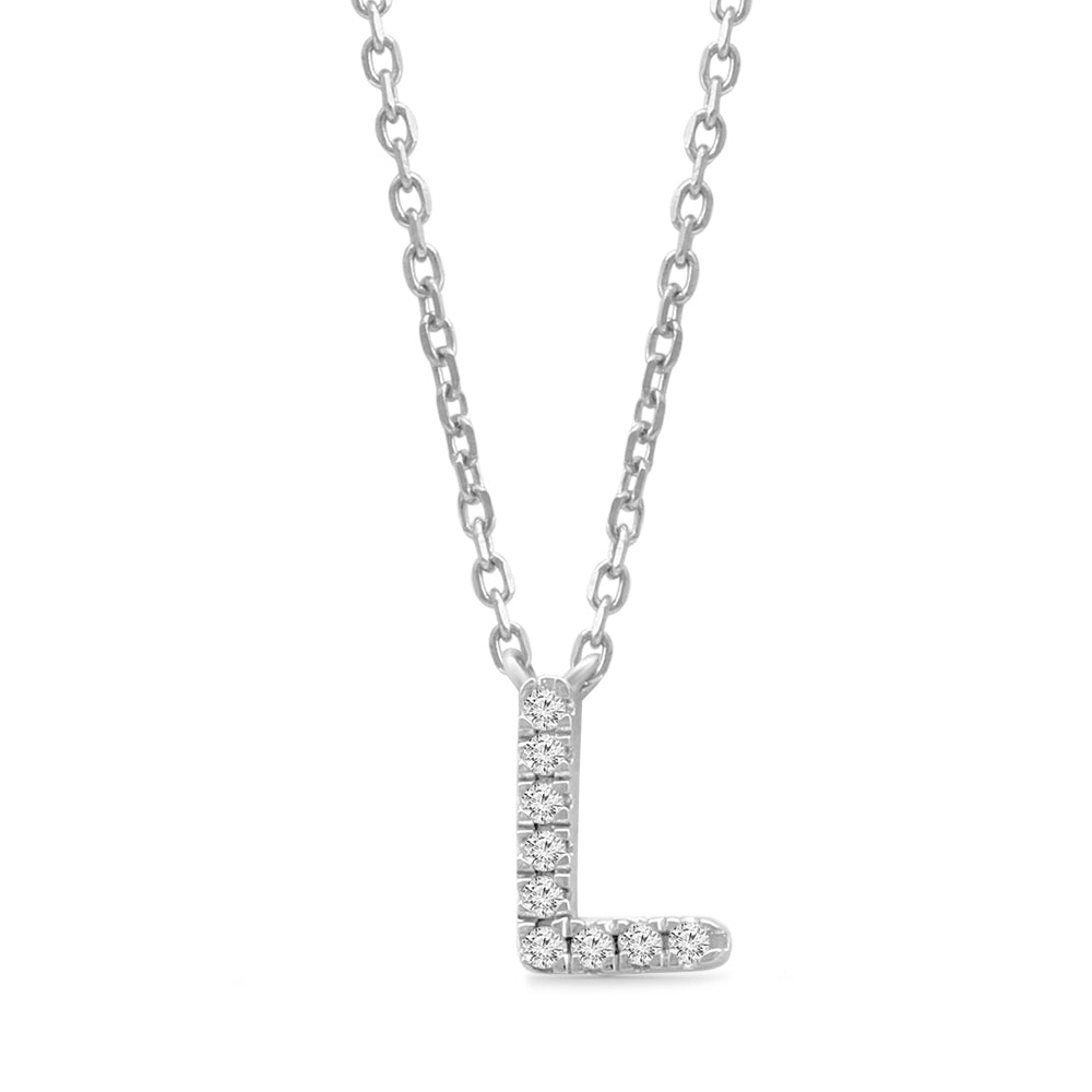 Classic Diamond Initial Charm Necklace Necklaces Estellacollection #product_description# 18020 14k Diamond Gemstone #tag4# #tag5# #tag6# #tag7# #tag8# #tag9# #tag10# L 14k White Gold