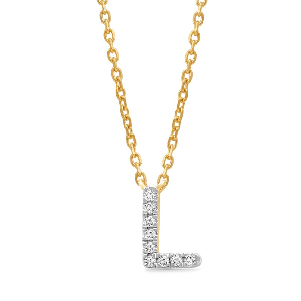 Classic Diamond Initial Charm Necklace Necklaces Estellacollection #product_description# 18021 14k Diamond Gemstone #tag4# #tag5# #tag6# #tag7# #tag8# #tag9# #tag10# L 14k Yellow Gold