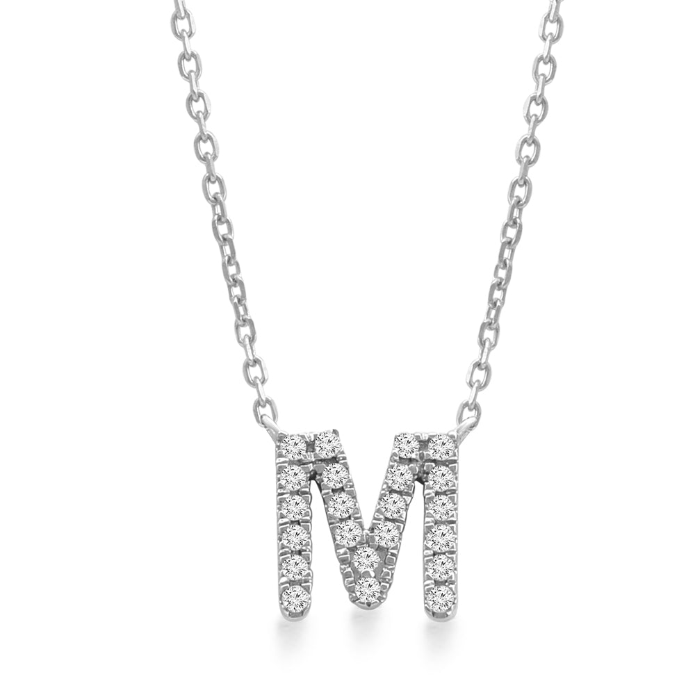 Classic Diamond Initial Charm Necklace Necklaces Estellacollection #product_description# 18022 14k Diamond Gemstone #tag4# #tag5# #tag6# #tag7# #tag8# #tag9# #tag10# M 14k White Gold