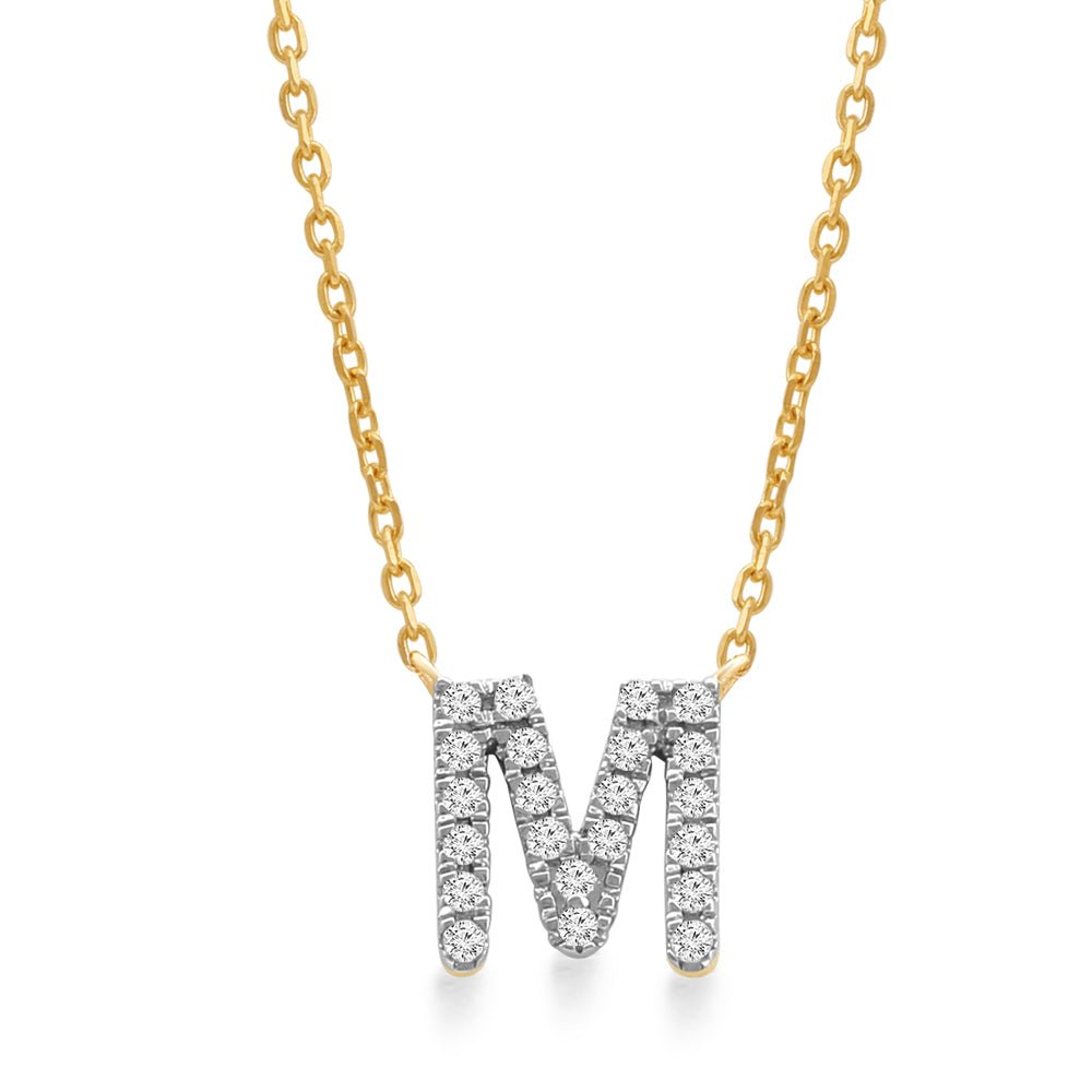 Classic Diamond Initial Charm Necklace Necklaces Estellacollection #product_description# 18023 14k Diamond Gemstone #tag4# #tag5# #tag6# #tag7# #tag8# #tag9# #tag10# M 14k Yellow Gold