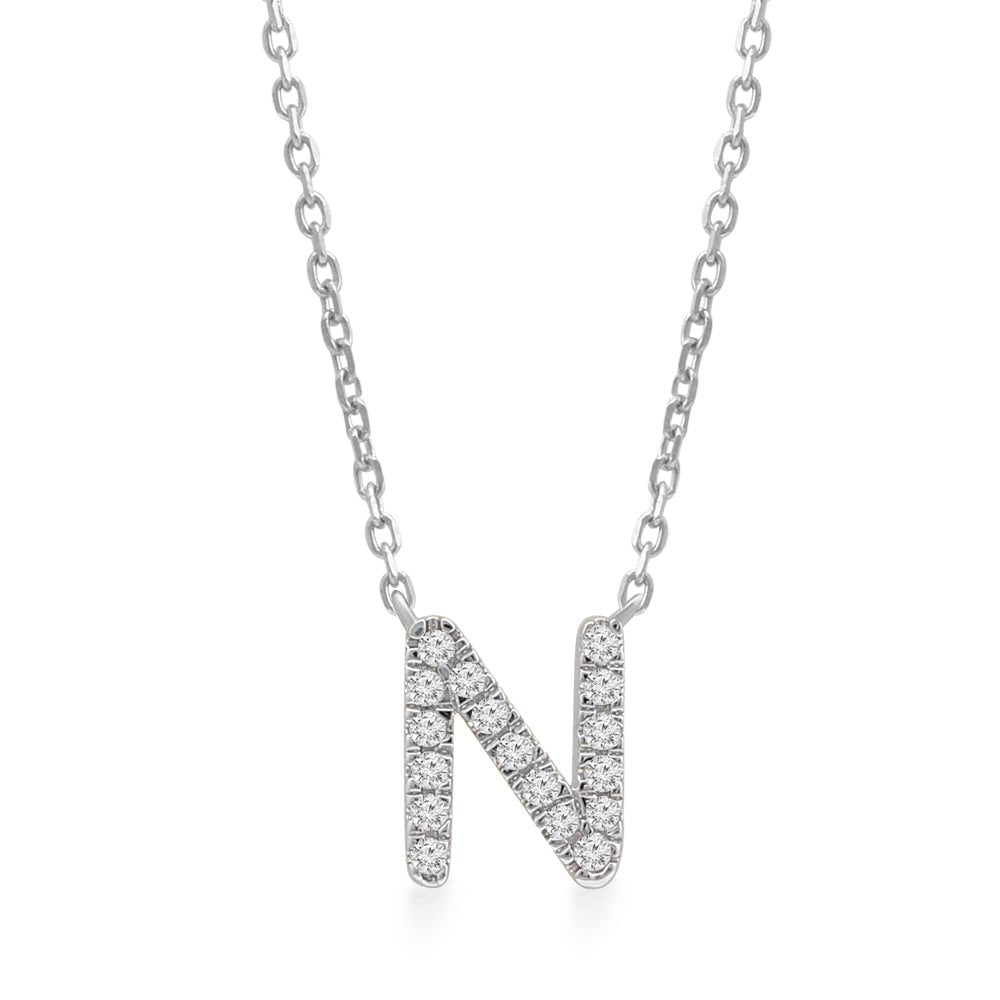 Classic Diamond Initial Charm Necklace Necklaces Estellacollection #product_description# 18024 14k Diamond Gemstone #tag4# #tag5# #tag6# #tag7# #tag8# #tag9# #tag10# N 14k White Gold