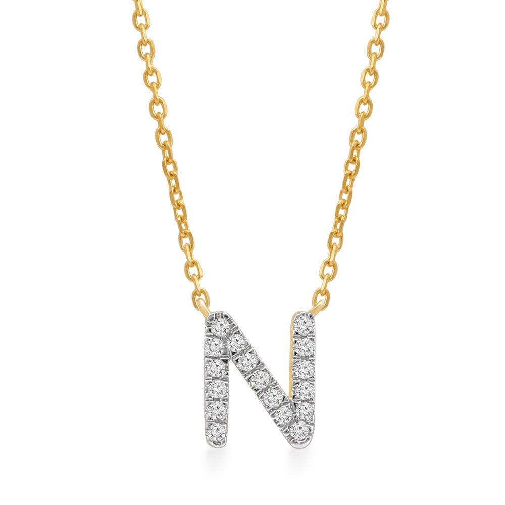 Classic Diamond Initial Charm Necklace Necklaces Estellacollection #product_description# 18025 14k Diamond Gemstone #tag4# #tag5# #tag6# #tag7# #tag8# #tag9# #tag10# N 14k Yellow Gold