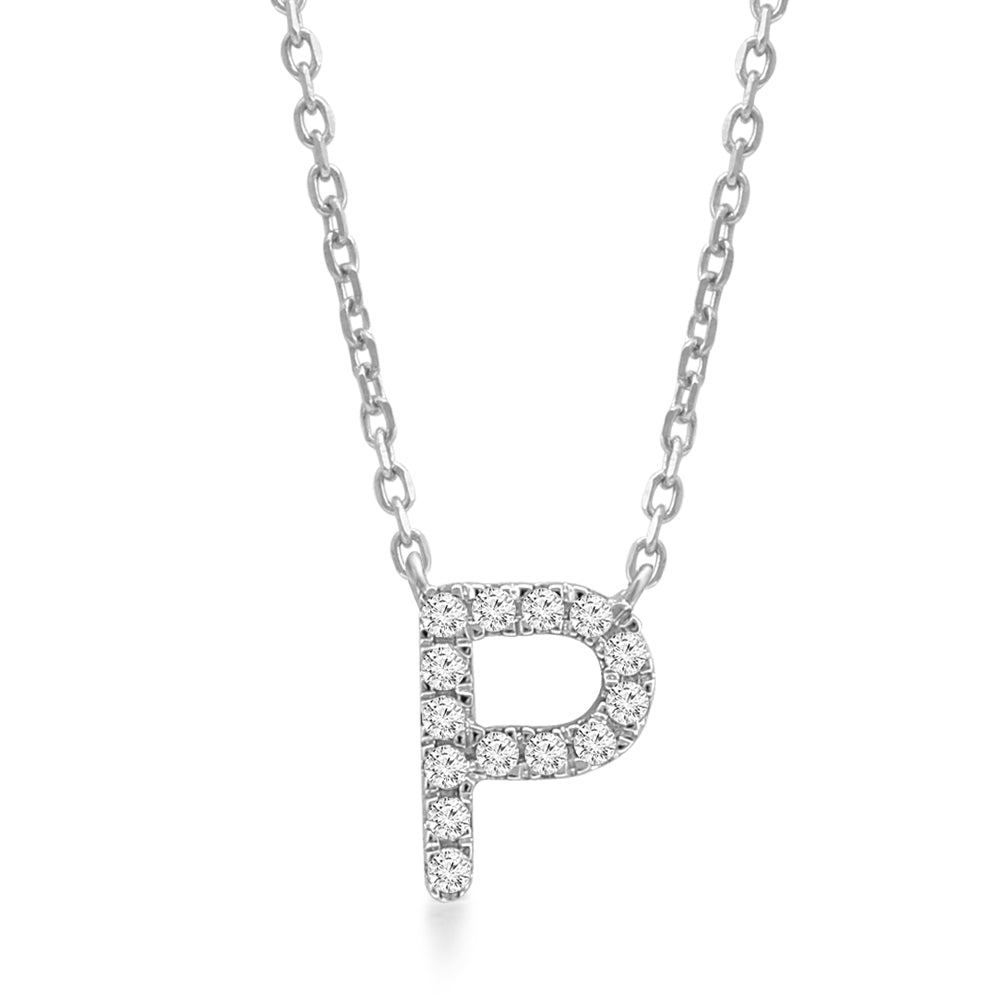 Classic Diamond Initial Charm Necklace Necklaces Estellacollection #product_description# 18026 14k Diamond Gemstone #tag4# #tag5# #tag6# #tag7# #tag8# #tag9# #tag10# P 14k White Gold