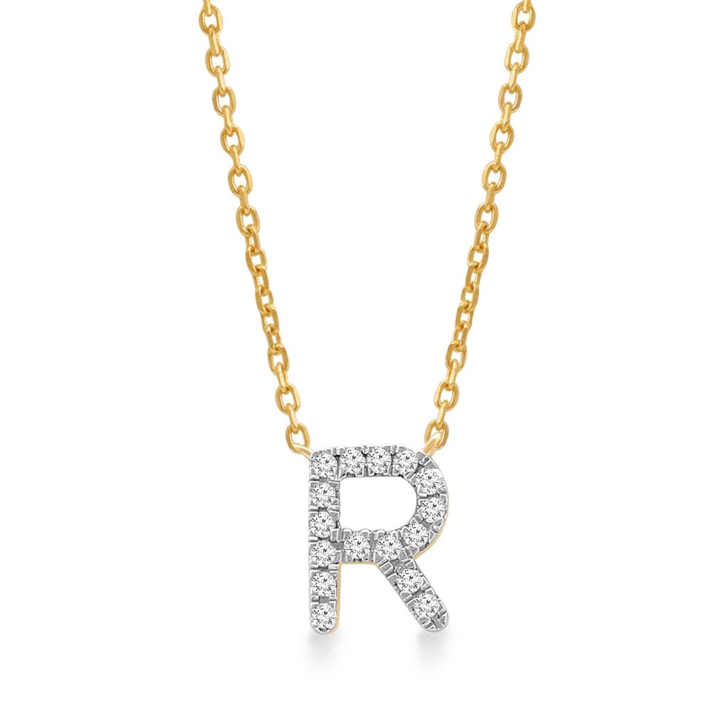 Classic Diamond Initial Charm Necklace Necklaces Estellacollection #product_description# 18029 14k Diamond Gemstone #tag4# #tag5# #tag6# #tag7# #tag8# #tag9# #tag10# R 14k Yellow Gold