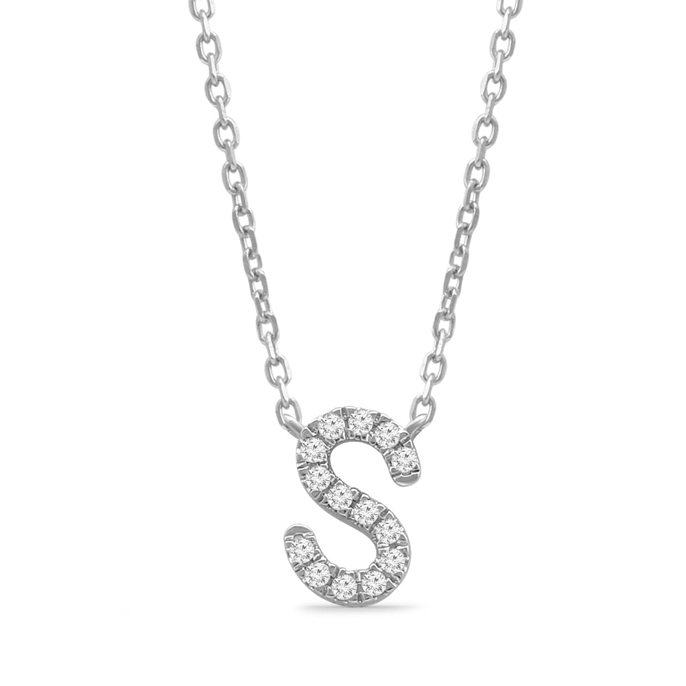 Classic Diamond Initial Charm Necklace Necklaces Estellacollection #product_description# 18030 14k Diamond Gemstone #tag4# #tag5# #tag6# #tag7# #tag8# #tag9# #tag10# S 14k White Gold