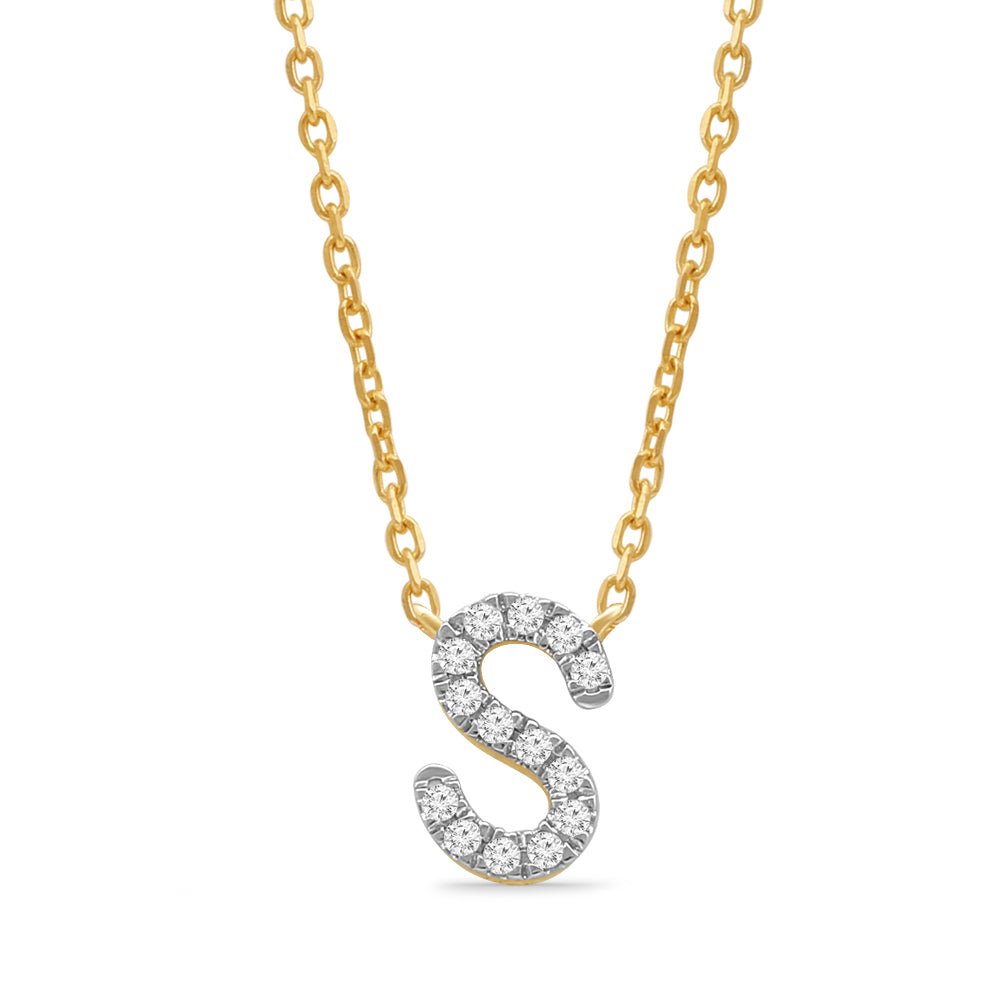Classic Diamond Initial Charm Necklace Necklaces Estellacollection #product_description# 18031 14k Diamond Gemstone #tag4# #tag5# #tag6# #tag7# #tag8# #tag9# #tag10# S 14k Yellow Gold