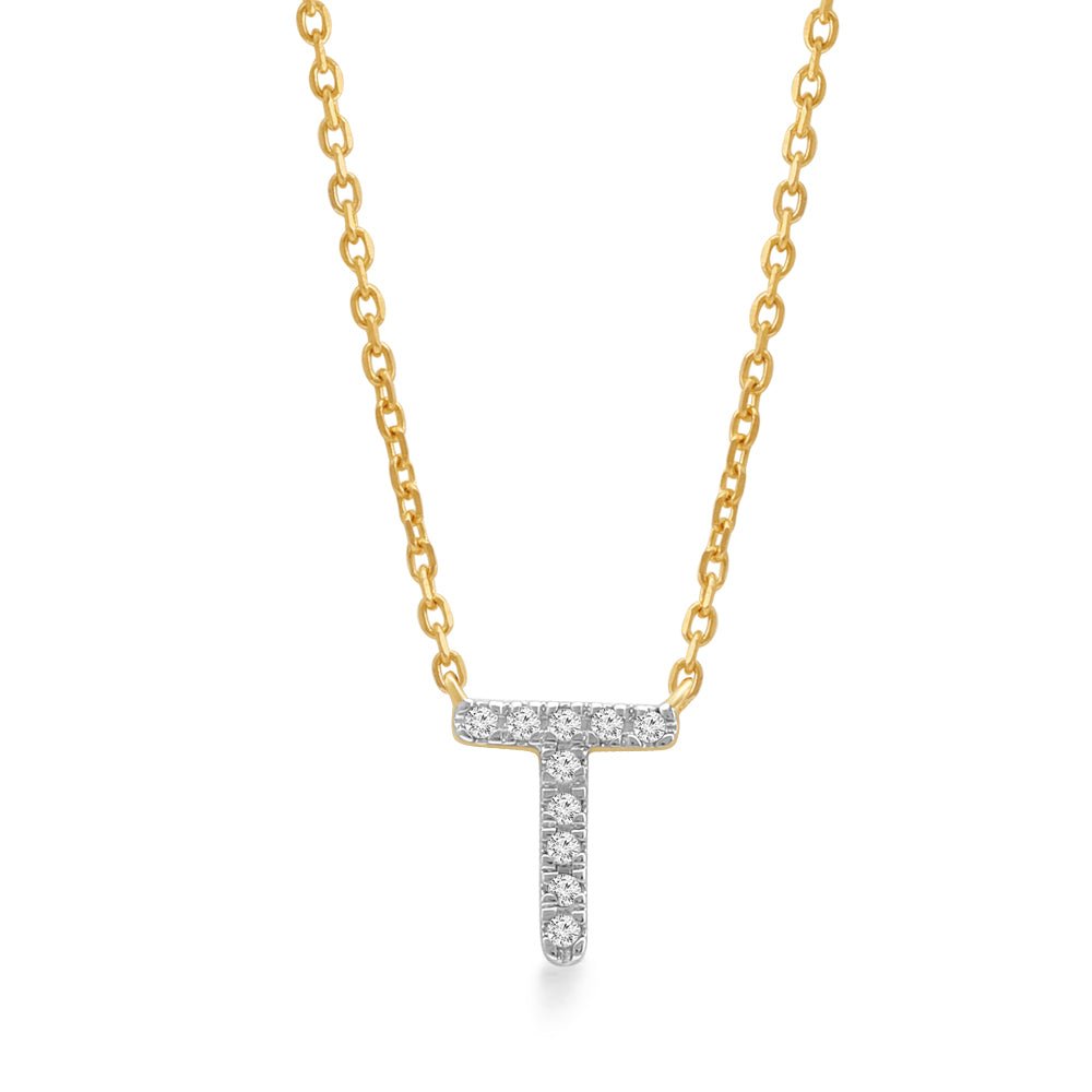 Classic Diamond Initial Charm Necklace Necklaces Estellacollection #product_description# 18033 14k Diamond Gemstone #tag4# #tag5# #tag6# #tag7# #tag8# #tag9# #tag10# T 14k Yellow Gold